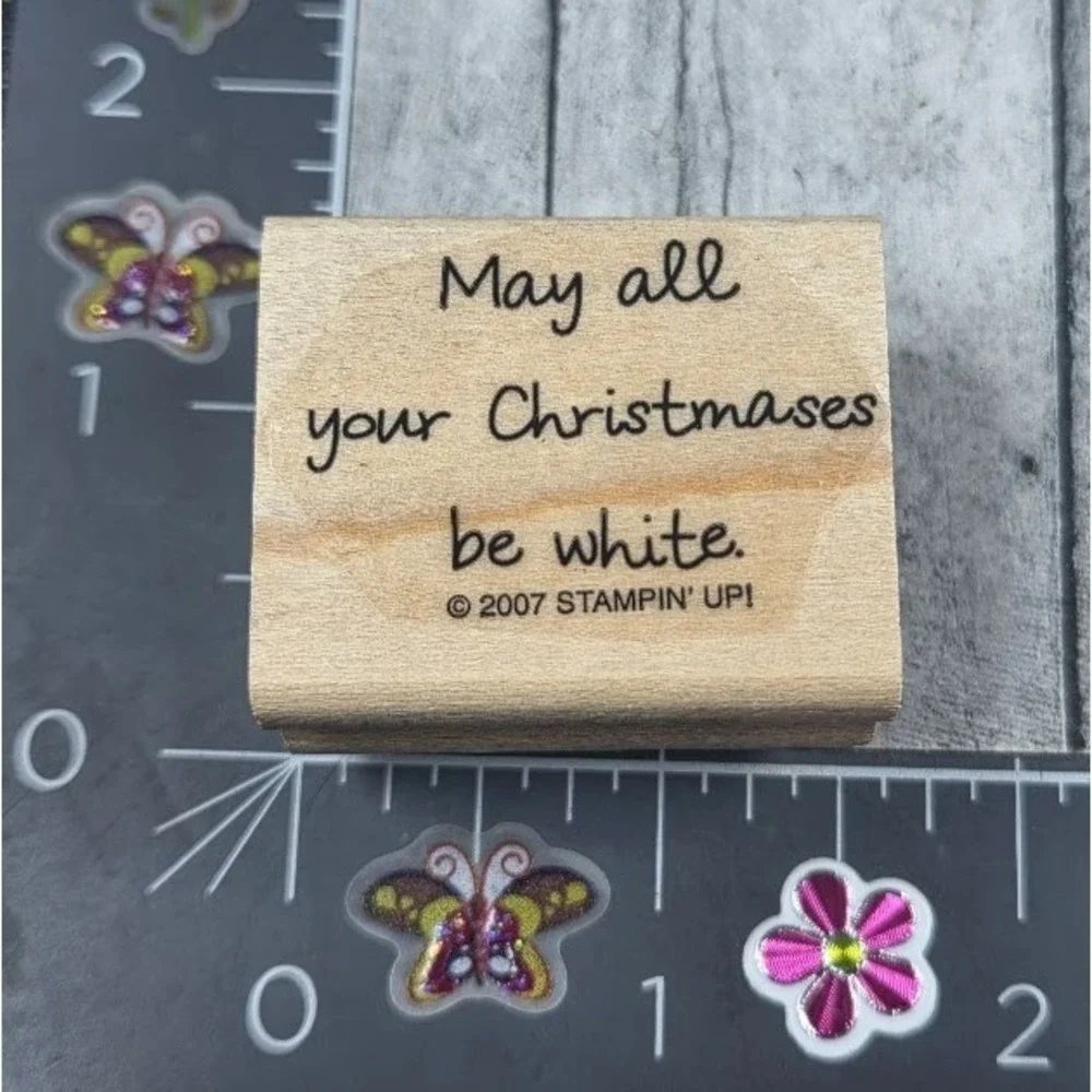 Stampin' Up! May All Your Christmases Be White 2007 Rubber Stamp Wood #F40